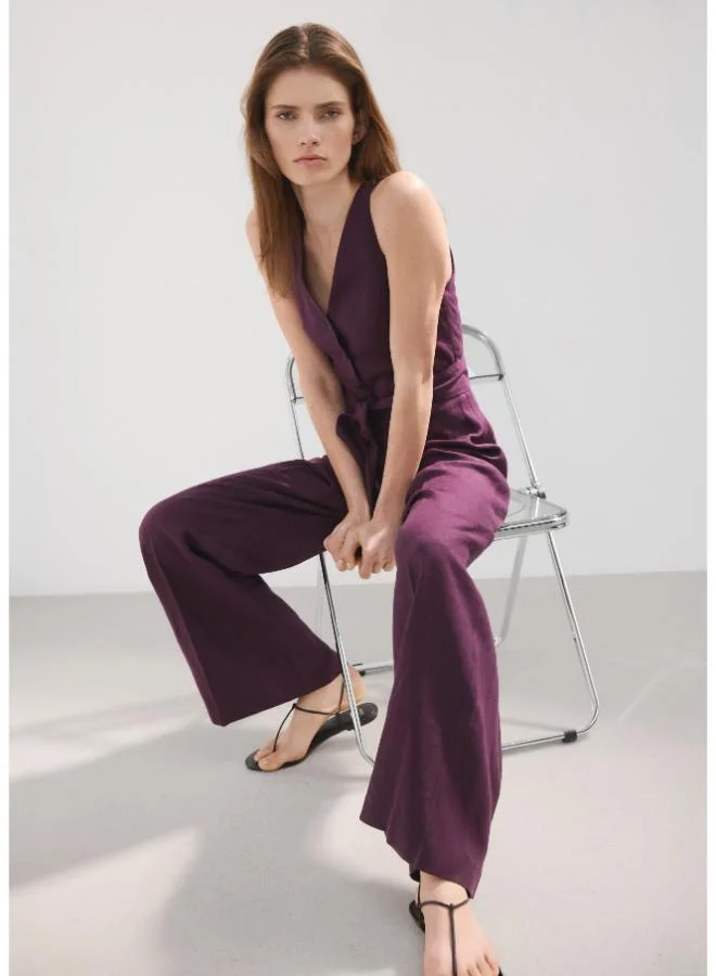 MANGO  Belt linen jumpsuit for Women | Best Price UAE