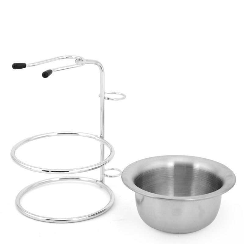 Shaving Razor Brush Stand & Bowl Set Metal Shaving Brush Holder Soap Bowl Mug for Men Beard Removal Tools - Image 4