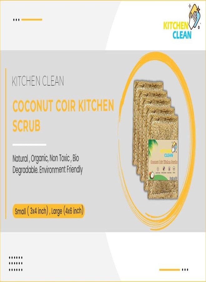 Kitchen Clean ™ 5 Pcs Large Coconut Coir Juna Scrub | Stitched Coconut Juna Natural | Eco-Friendly Dish wash Scrubber | Nariyal Scrub Natural Juna (Brown, Large 4x6 inch, Pack of 5 Pcs) - Image 4