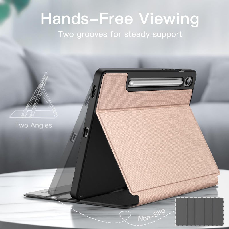 JETech Case for Samsung Galaxy Tab S9 FE 10.9-Inch with S Pen Holder, Slim Folio Stand Protective Tablet Cover, Multi-Angle Viewing (Rose Gold) - Image 3