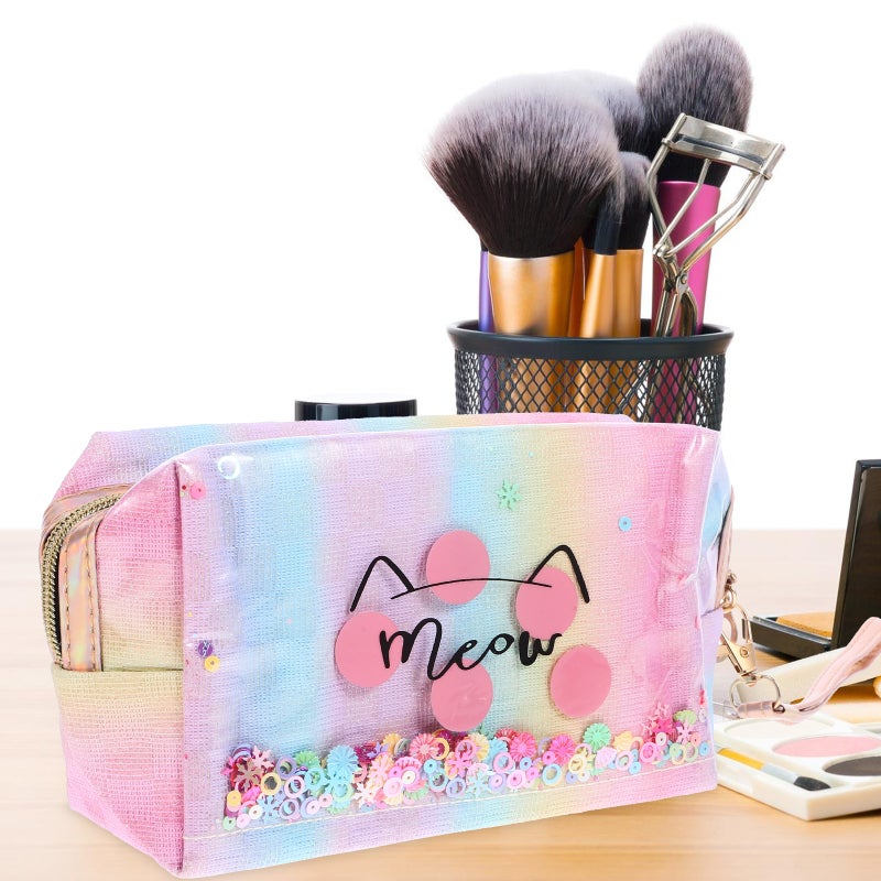 1Pc Colored Makeup Bag Household Stripe Cosmetics Bag Portable Personal Care Bag - Image 5