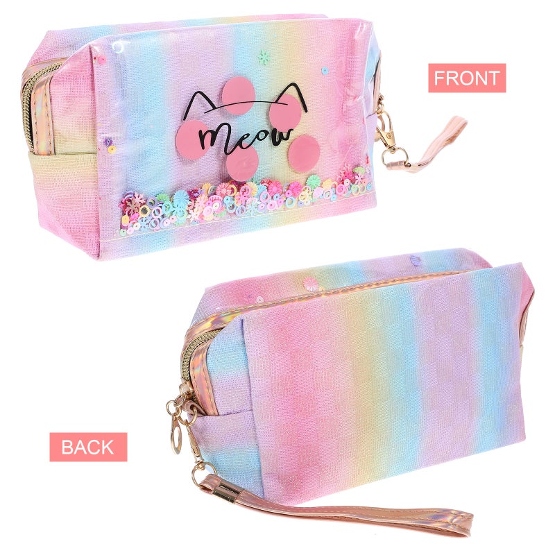 1Pc Colored Makeup Bag Household Stripe Cosmetics Bag Portable Personal Care Bag - Image 4
