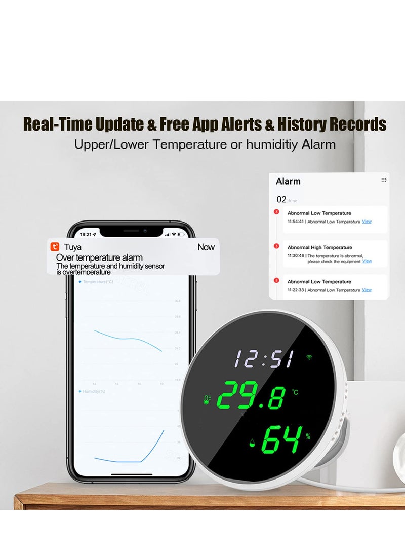 SOLARAE WiFi Thermometer Hygrometer with App Notification Alert, Indoor Temperature Humidity Sensor with LED Backlit Display, Smart Temperature Monitor Compatible for Home Baby Room Reptile Terrarium - Image 3