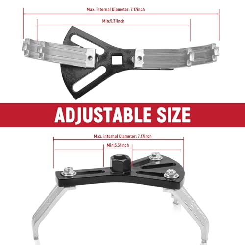AUPREX Universal Fuel Pump Removal Tool, Adjustable Fuel Pump Lock Ring Tool with 3 Arms, 5.2” to 7.17” Fuel Lid Tank Cover Collar Ring Removal/Install Tool with 1/2” Ratchet Drive - Image 3