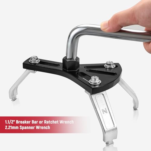 AUPREX Universal Fuel Pump Removal Tool, Adjustable Fuel Pump Lock Ring Tool with 3 Arms, 5.2” to 7.17” Fuel Lid Tank Cover Collar Ring Removal/Install Tool with 1/2” Ratchet Drive - Image 5