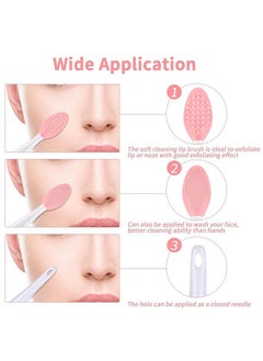 HS Silicone Face Cleansing Brush, 2Pcs Silicone Face Scrubber and 2Pcs Lip Exfoliating Brush for Sensitive Delicate Dry Skin Mini Exfoliator, Set of 4  - Image 5