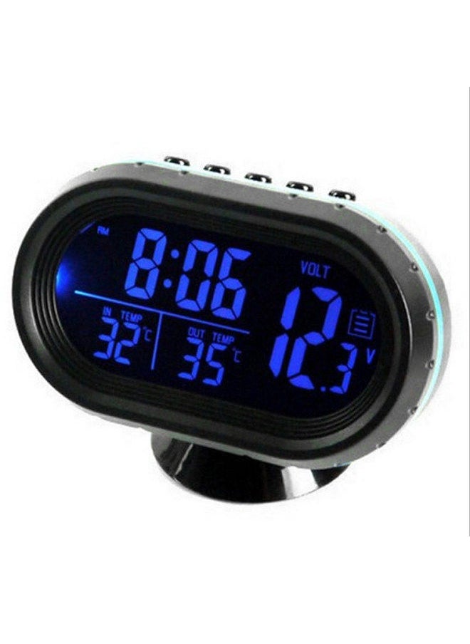Generic - Car Thermometer Digital Clock DC 12V Automobile Clock LED Lighted Auto Dual Temperature Gauge Voltmeter Voltage Tester - Image 1