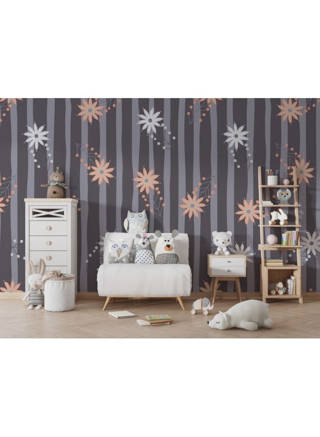 Home Gallery Retro Style Floral Background Royalty Fabric Wallpaper Covers An Area ​​Up To 4.2Mx3M With Adhesive  And Smoothing Tool  - Image 4