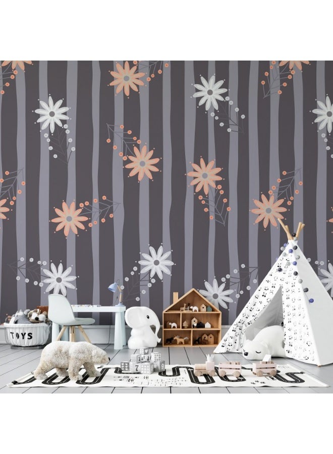 Home Gallery Retro Style Floral Background Royalty Fabric Wallpaper Covers An Area ​​Up To 4.2Mx3M With Adhesive  And Smoothing Tool  - Image 1
