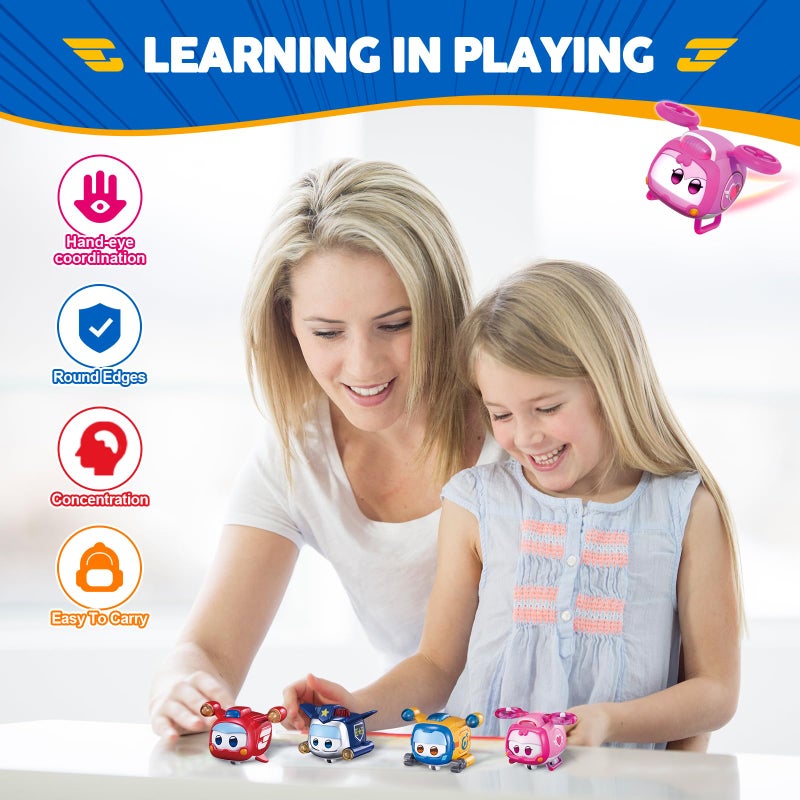 Super Wings Toys, 4 PCS Super Pet Sets, Glow and Face-Changing Transformer Toys Jett Donnie Paul Dizzy Pet, Stacking Toys for Toddlers Kids 3 4 5 6 7 Year Old - Image 3