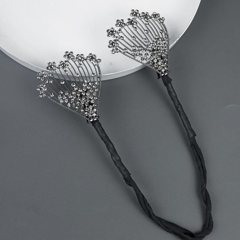 CAVERNSHOP Floral Hair Bun Maker for Women, Elegant Twist Shaper with Rhinestone Clips, Easy Hair Accessories for Daily Party Wedding Hairstyles - Image 3