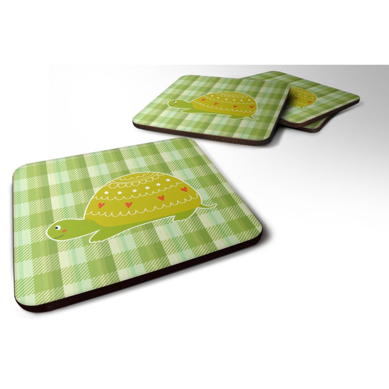 Caroline's Treasures ""Caroline's Treasures Turtle on The Move Foam Coaster Set of 4  3.5  Multicolor"" 