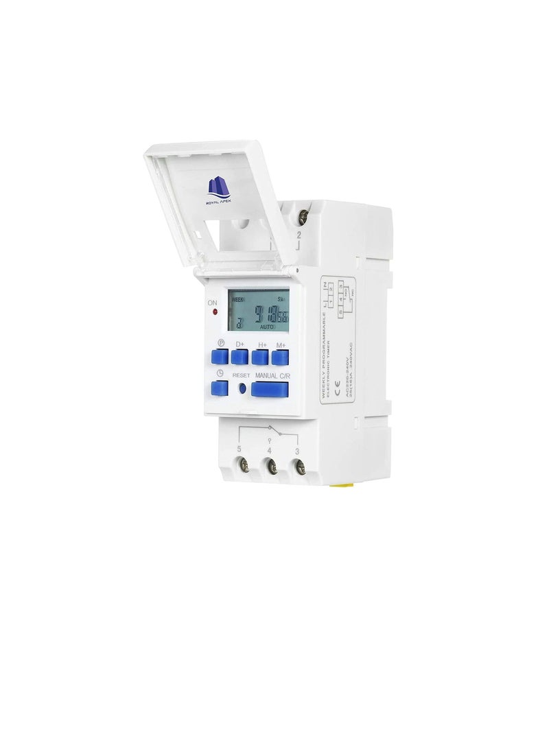 DB Mounted Programmable Timer Switch Relay 15A Amp Electronic Weekly 7 Days On & Off Relay Timer Control AC 220V DIN Rail Mount Timing Switch