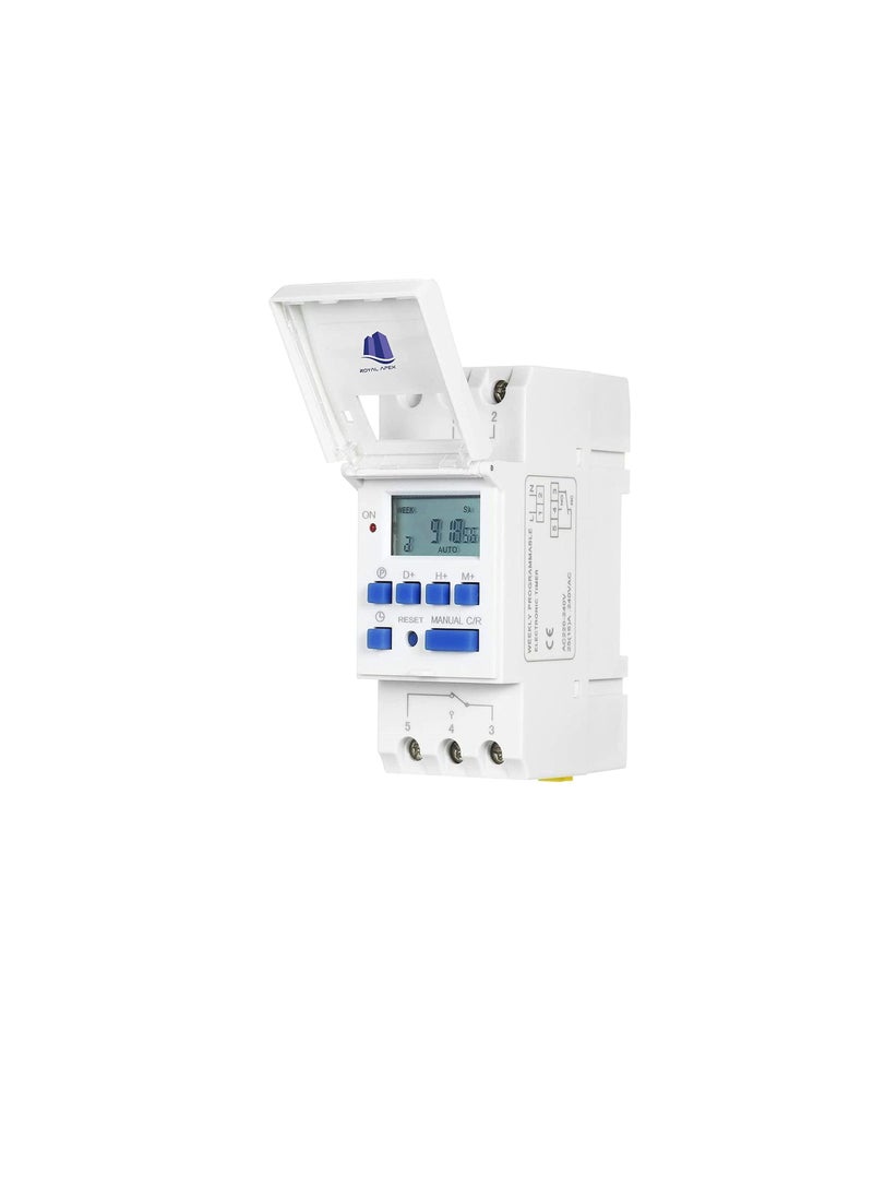 DB Mounted Programmable Timer Switch Relay 15A Amp Electronic Weekly 7 Days On & Off Relay Timer Control AC 220V DIN Rail Mount Timing Switch