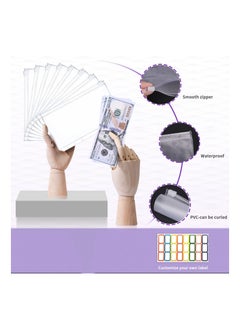 KASTWAVE Budget Binder with Cash Envelopes, A6 Stitching PU Leather Zipper Envelopes and Sheets, 12pcs for Saving Money, Organizer System  - Image 4