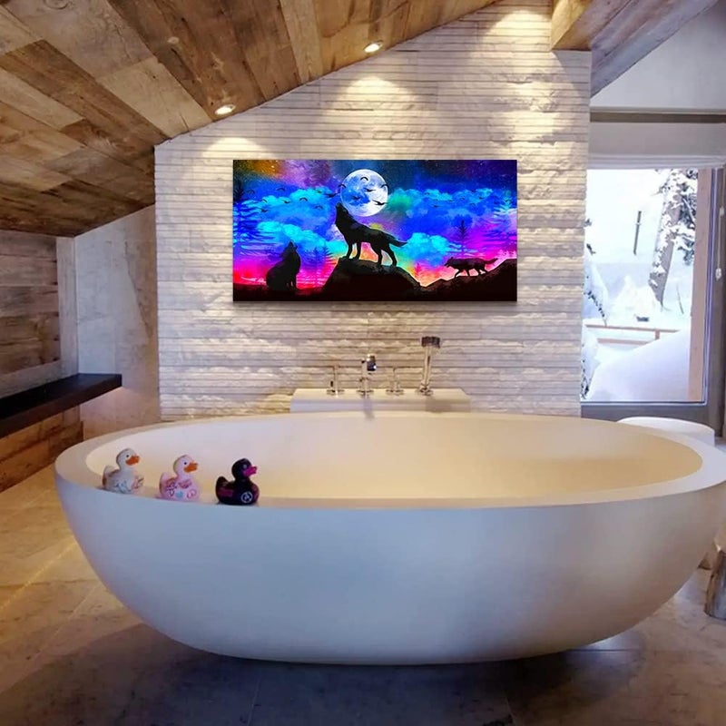 TTHYUEWS Wolf Landscape Painting Canvas Wall Art - Image 4