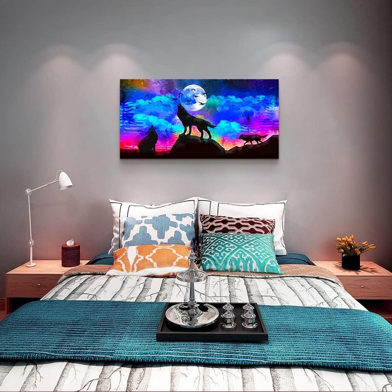 TTHYUEWS Wolf Landscape Painting Canvas Wall Art - Image 5