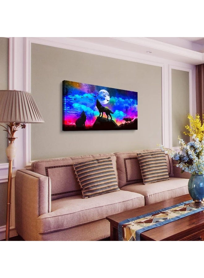 TTHYUEWS Wolf Landscape Painting Canvas Wall Art - Image 2