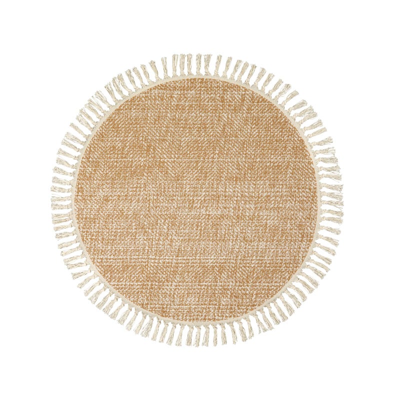 Collive Hand Woven Round Area Rug Soft Cotton Machine Washable Carpet 3ft Farmhouse Rugs with Tassels  Tan/Cream Circle Rugs for Bedroom Living Room Dining Room Table Office - Image 2