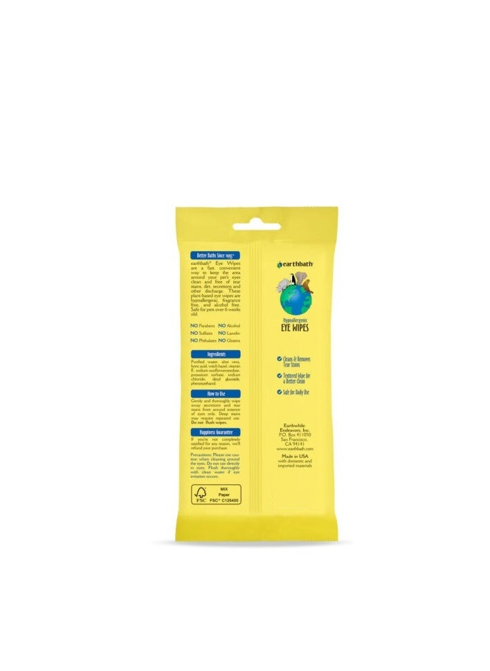 earthbath Earthbath Hypoallergenic Eye Wipes (Witch Hazel & Aloe) – 30 Wipes  - Image 2