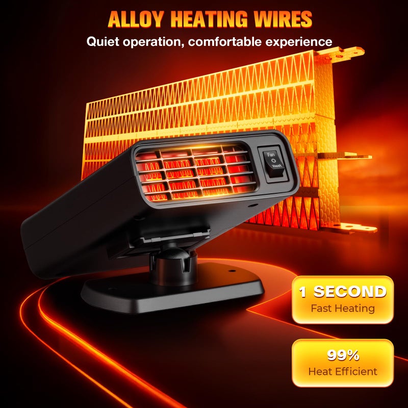 Katroiy 12V Car Heater, 2026 New upgraded Car Heater for Vehicle, Fast Heating Windscreen Defroster Defogger, 150W Heater that Plugs into Cigarette Lighter - Image 2