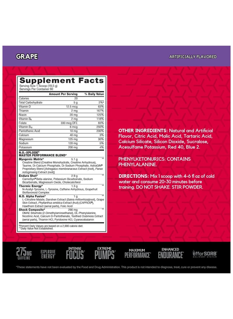 BSN - Noxplode  Preworkout  Grape  60 Servings 2.45 Lb - Image 1