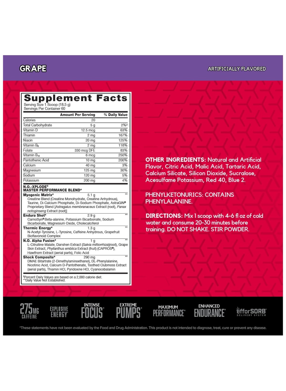Noxplode Preworkout Grape 60 Servings 2.45 Lb