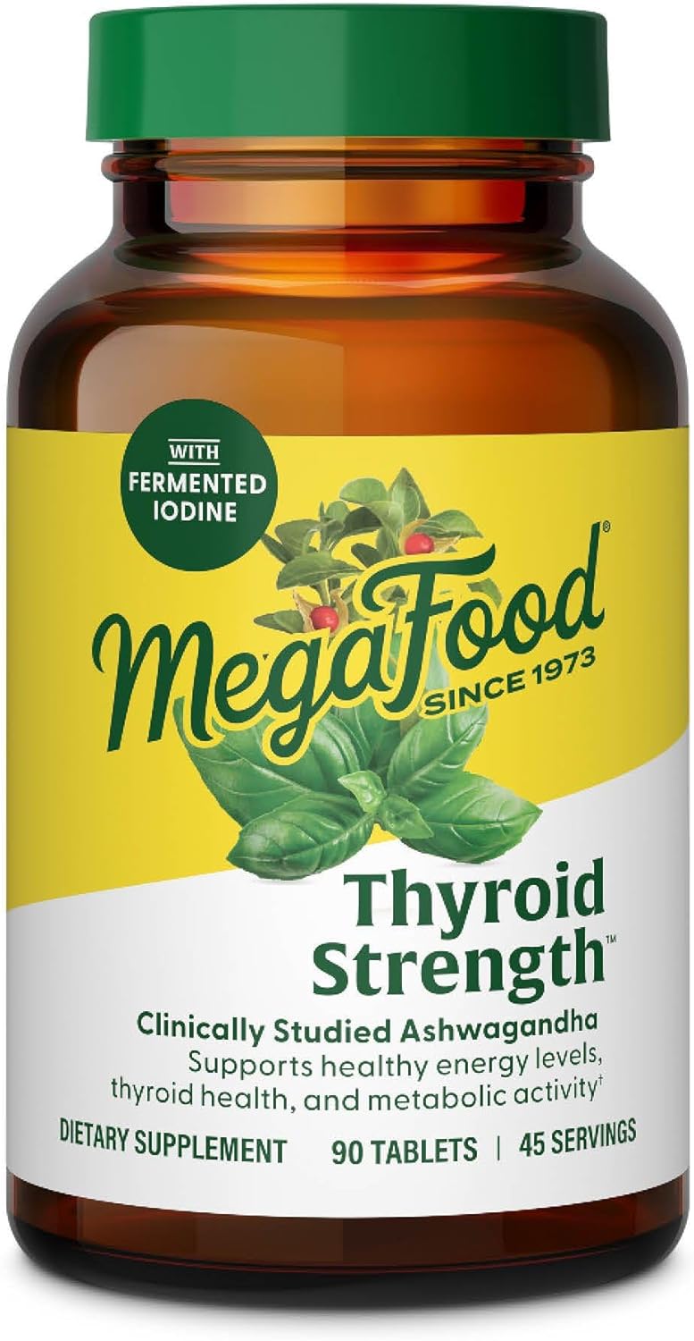 MegaFood ميغا فود قوة الغدة الدرقية - مكمل معدني لدعم الغدة الدرقية مع الأشواغاندا والزنك والسيلينيوم والنحاس واليود و L-تيروسين - 90 قرص - Image 1