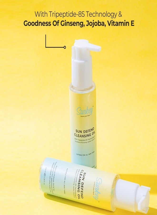 Sunkey Sun Defend Cleansing Oil with Tripeptide-85 Technology, Ginseng, Jojoba, Vitamin E | 100ml | Deep Cleansing | Removes Sunscreen, Make-up, Dirt, Pollution | Reduces Tan | For All Skin Types - Image 3