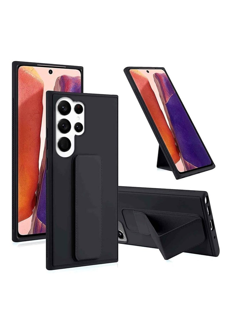 BORTONY Samsung Galaxy S24 Ultra Case Cover Back Stand Cover Magnetic Holder Silicone Cover Wrist Strap Full protection Anti Fingerprint Case For Samsung Galaxy S24 Ultra - Image 1