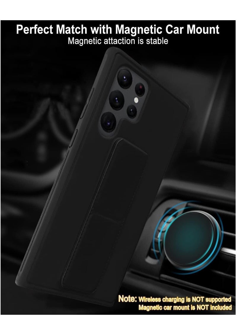 BORTONY Samsung Galaxy S24 Ultra Case Cover Back Stand Cover Magnetic Holder Silicone Cover Wrist Strap Full protection Anti Fingerprint Case For Samsung Galaxy S24 Ultra - Image 4