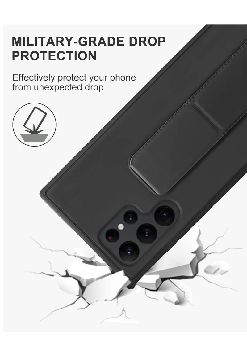 BORTONY Samsung Galaxy S24 Ultra Case Cover Back Stand Cover Magnetic Holder Silicone Cover Wrist Strap Full protection Anti Fingerprint Case For Samsung Galaxy S24 Ultra - Image 5