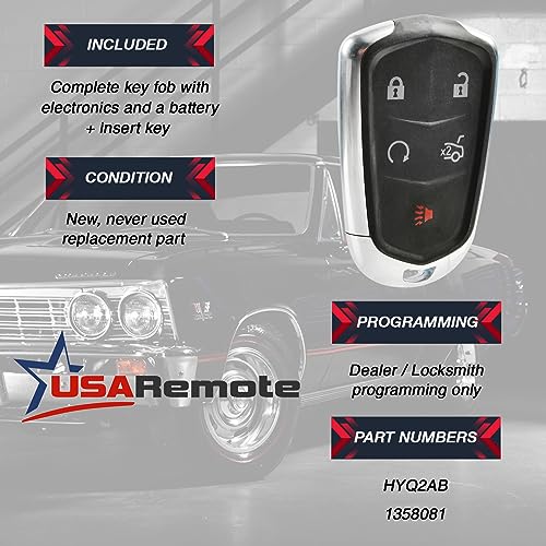 USARemote Car Key Fob Keyless Entry Remote fits Cadillac ATS CTS Escalade SRX XTS 2014 2015 2016 2017 (HYQ2AB) - Image 3