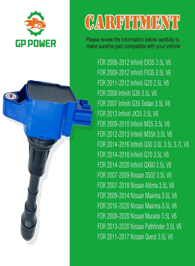 GP POWER IGNITION COIL UF550 22448JA10C 22448-JA10A UF-550 SET OF 6 COMPATIBLE WITH INFINITI EX35 FX35 G25 G35 JX35 M35 M35H Q50 NISSAN 350Z ALTIMA MAXIMA MURANO PATHFINDER QUEST 2.5 3.5 V6 VQ25 VQ35 - Image 4