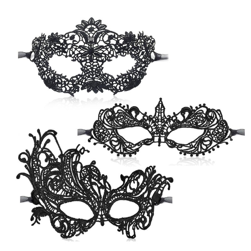 MYMENU Masquerade Masks for Women Lace Venetian Halloween Carnival Mask for Party Costume Cosplay Mardi Gras (Set B) - Image 1