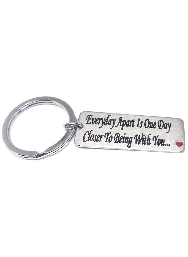 Aura Sweet Message Long Distance Relationship LDR Romantic Gift Keyring For Husband Wife Fiancee Girls Boys Friends Valentines Day Birthday Anniversaries Steel Silver Keychain - Image 1