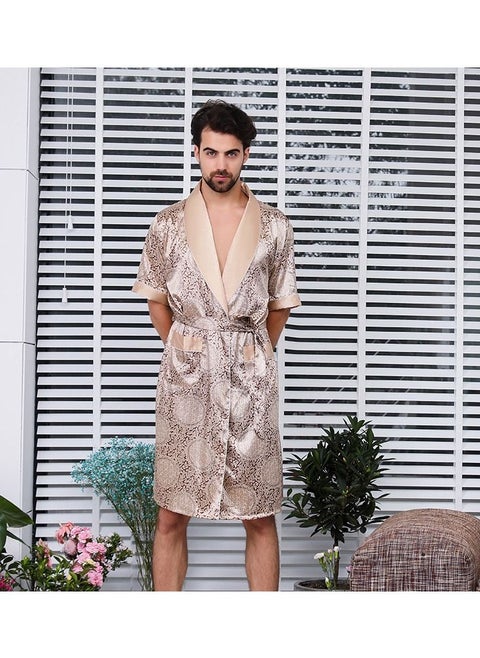 Printed Pyjama Robe Gold