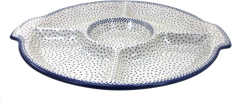 Blue Rose Pottery Blue Rose Polish Pottery Small Dots Chip  Dip Plate - Image 1