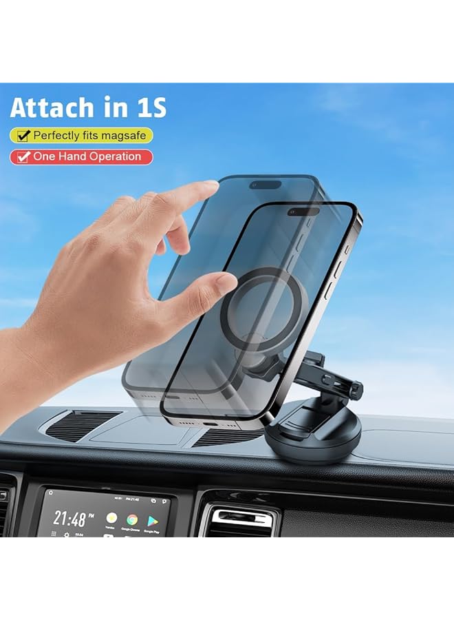 KASTWAVE Magnetic Phone Holder For Car – 360° Adjustable Vacuum Magnetic Suction Cup, Stretchable Car Mount For Smooth Surfaces, Compatible With Iphone And Magsafe Devices - Image 5