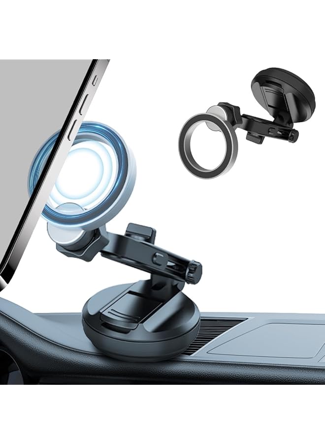 KASTWAVE Magnetic Phone Holder For Car – 360° Adjustable Vacuum Magnetic Suction Cup, Stretchable Car Mount For Smooth Surfaces, Compatible With Iphone And Magsafe Devices - Image 1
