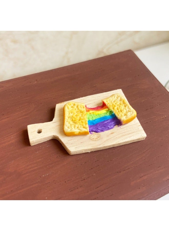 Simulation Miniature Food Play Rainbow Toast Bread Baby House Dessert Shop Mini Dollhouse Accessories Photo Props-Color:As Shown In Figure 1, It Has Been Glued-Specifications:About 4.1cm * 2.3cm  - Image 2