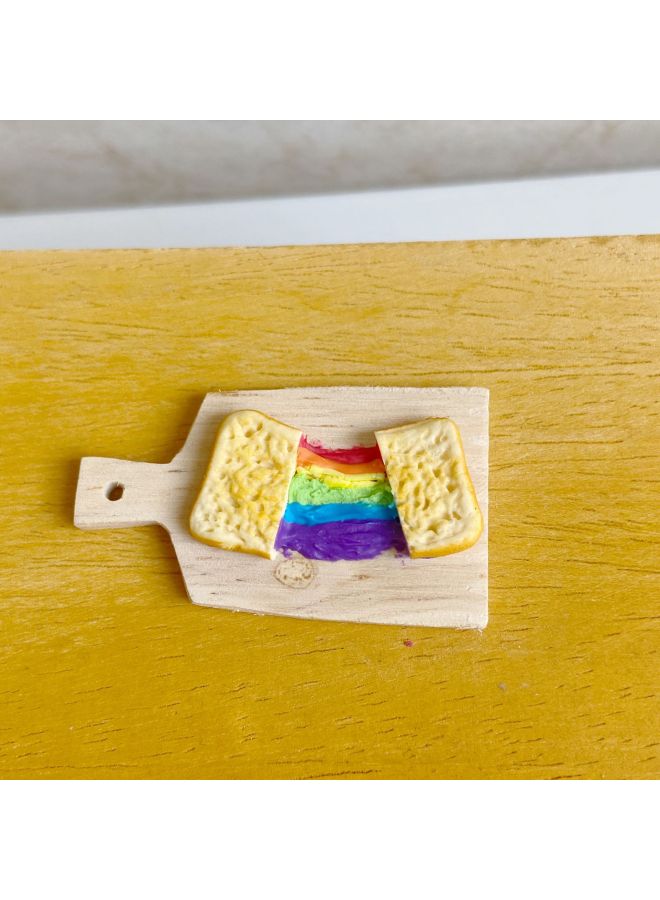 Simulation Miniature Food Play Rainbow Toast Bread Baby House Dessert Shop Mini Dollhouse Accessories Photo Props-Color:As Shown In Figure 1, It Has Been Glued-Specifications:About 4.1cm * 2.3cm  - Image 1