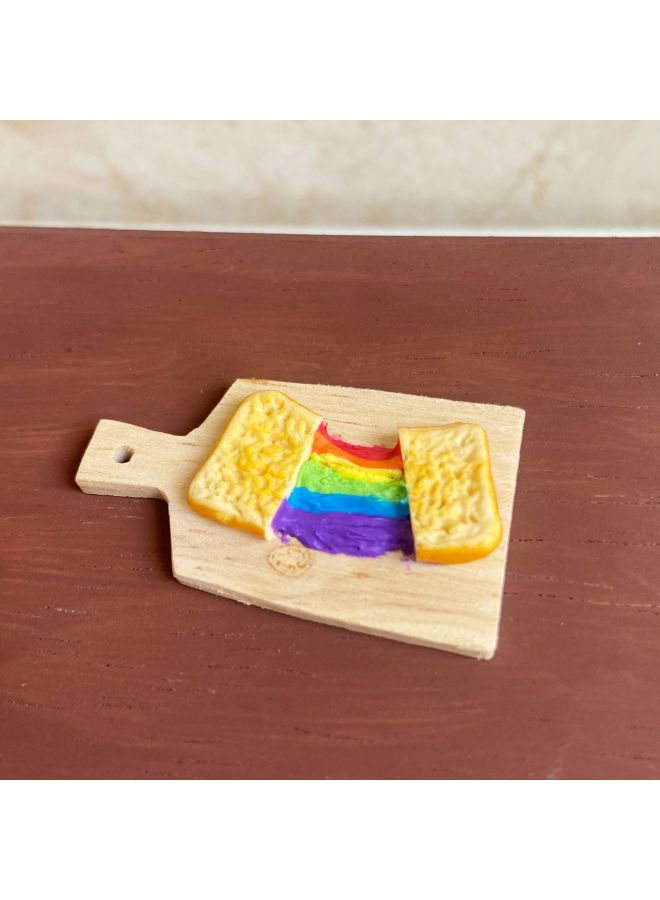Simulation Miniature Food Play Rainbow Toast Bread Baby House Dessert Shop Mini Dollhouse Accessories Photo Props-Color:As Shown In Figure 1, It Has Been Glued-Specifications:About 4.1cm * 2.3cm  - Image 3