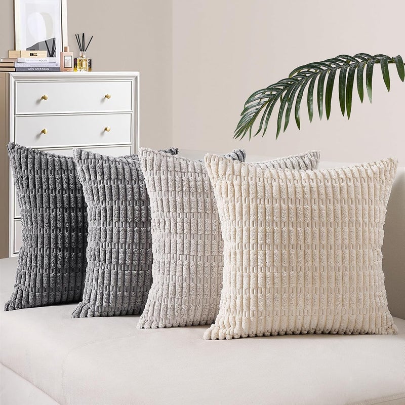 غطاء وسادة زخرفي من نوع ، مقاس 45×45 سم، بتصميم أزرق فاتح، مناسب لديكور غرف النوم والصالون (4 قطع) - Image 1