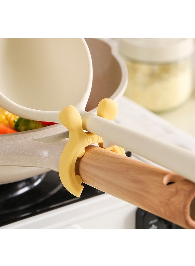 Pot Holders, 4 Piece Cutlery Holder Kitchen Pot Silicone Anti-scald Cooking Pot Clamp Non-stick Cookware Set Accessories in Aluminum Pots, Silicone Pot Clamp Spoon Holder Kitchen Spoon Holder Steam Release for Pots and Pans Flexible Cooking Pot Holders  - Image 5