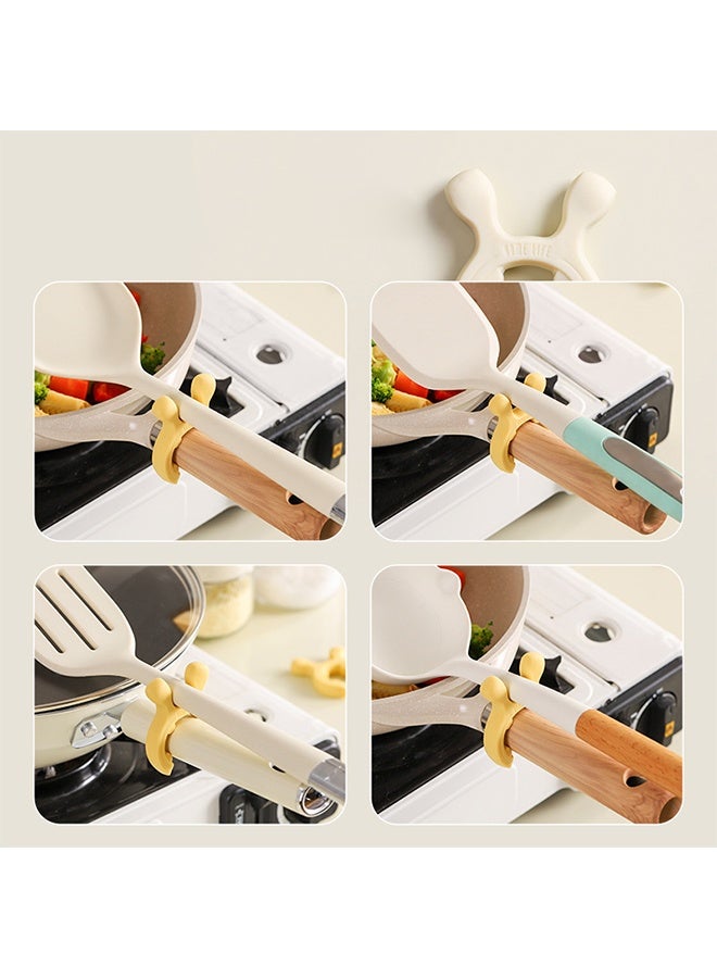 Pot Holders, 4 Piece Cutlery Holder Kitchen Pot Silicone Anti-scald Cooking Pot Clamp Non-stick Cookware Set Accessories in Aluminum Pots, Silicone Pot Clamp Spoon Holder Kitchen Spoon Holder Steam Release for Pots and Pans Flexible Cooking Pot Holders  - Image 4