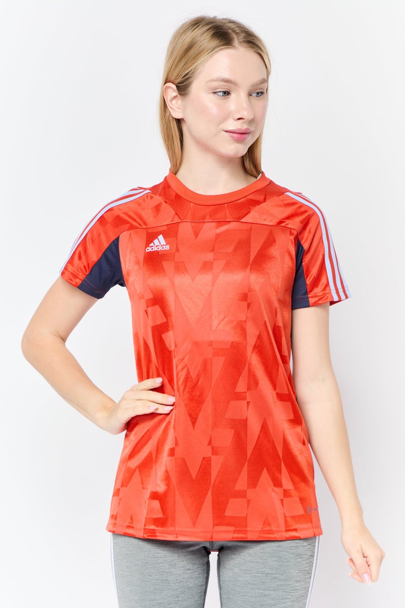 Adidas Women Sportswear Fit Short Sleeves Football Jersey, Red  - Image 1