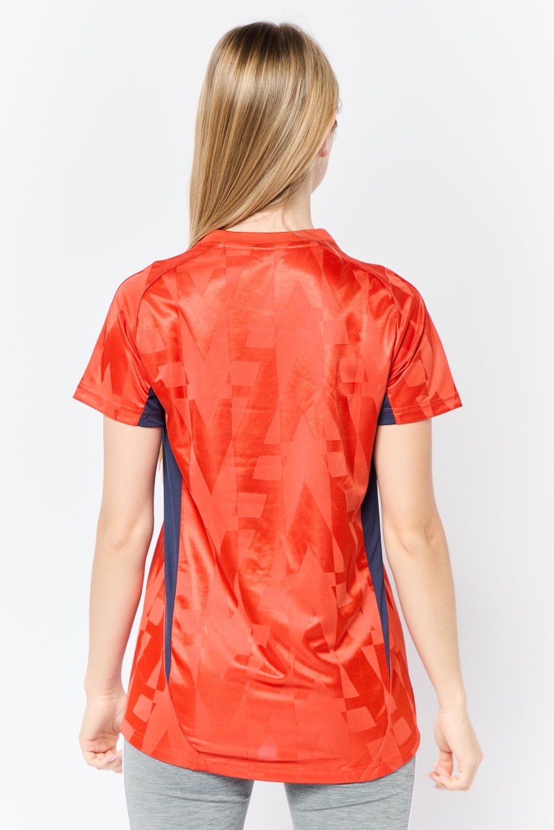 Adidas Women Sportswear Fit Short Sleeves Football Jersey, Red  - Image 3