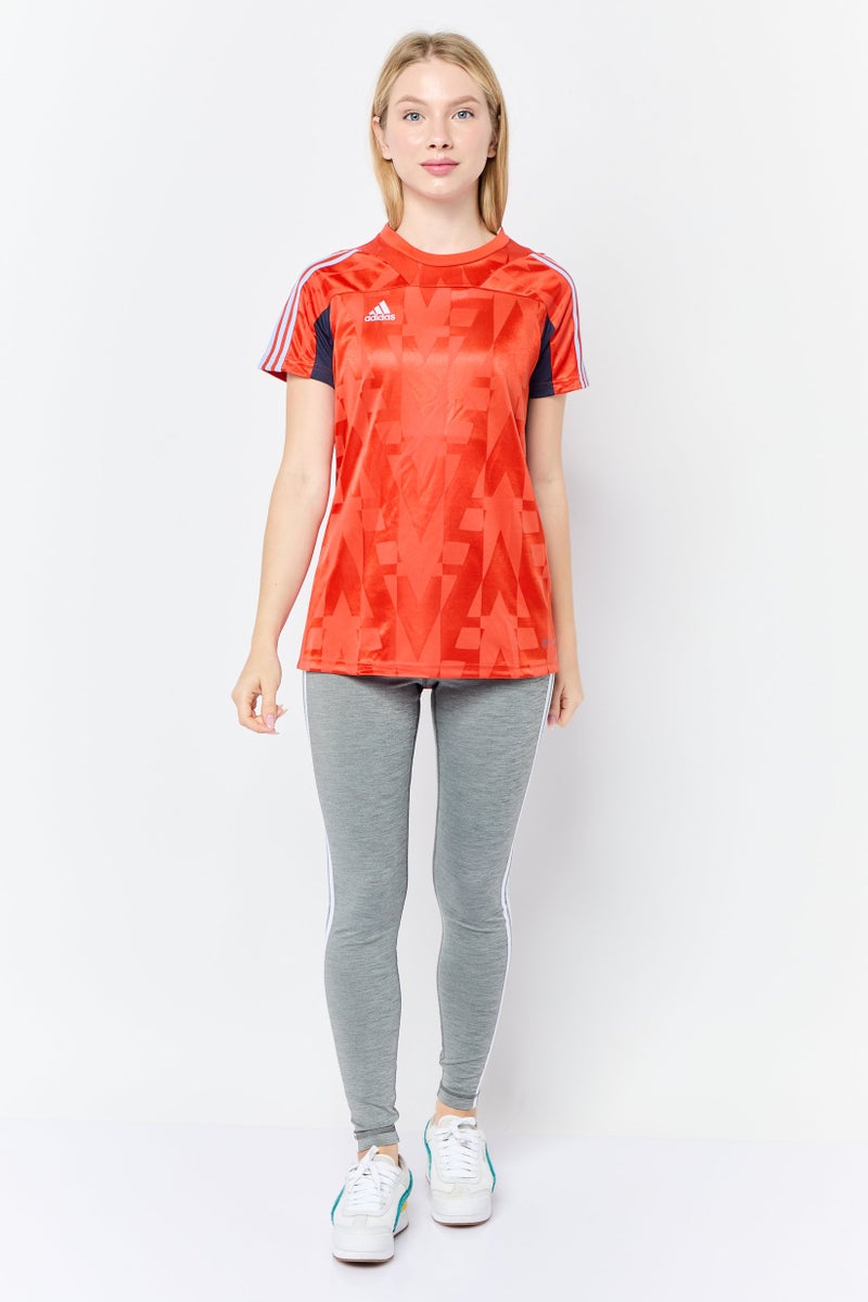 Adidas Women Sportswear Fit Short Sleeves Football Jersey, Red  - Image 2