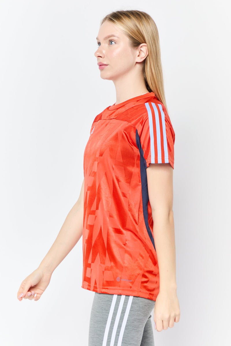 Adidas Women Sportswear Fit Short Sleeves Football Jersey, Red  - Image 4